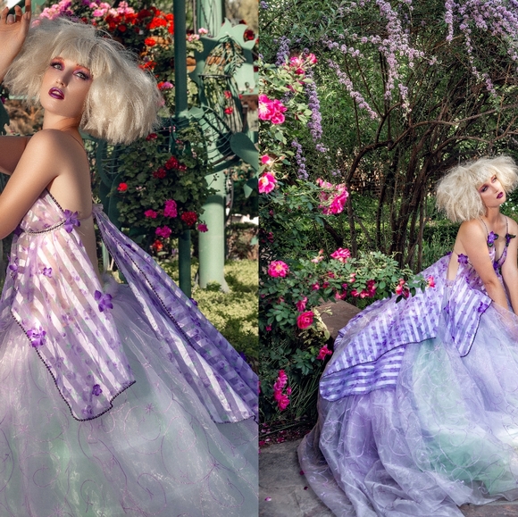 "GRETCHEN" Lavender & Mint Green Boho Wedding Ballgown Set - Picture 1 of 9